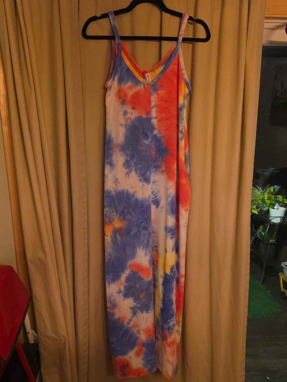 Zenana Outfitters Blue, Orange, Pink, Yellow Tie-Dye Maxi Slip Dress Soft Terry